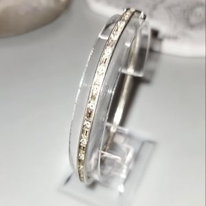 SOLD. 925 CZ Tennis 8" Estate Clasp Bangle Bracelet. Gorgeous. 16 grams.